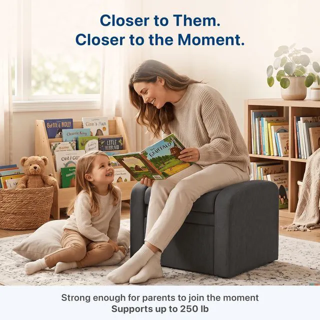 Alt view image 5 of 7 - STASH 3-in-1 Kids Chair with Storage, Upholstered Seat and Fold-Down Ottoman