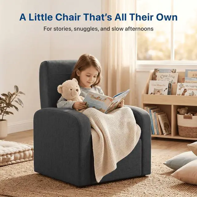 Alt view image 4 of 7 - STASH 3-in-1 Kids Chair with Storage, Upholstered Seat and Fold-Down Ottoman