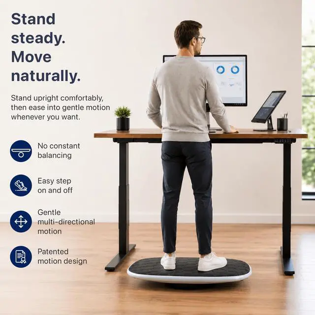 Alt view image 3 of 7 - BASE Standing Desk Balance Board with Anti-Fatigue Mat - Patented Active Standing Board