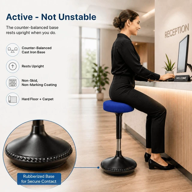 Alt view image 6 of 7 - Wobble Stool Standing Desk Stool - 24-34 Inch Height Adjustable Active Sitting Balance Stool