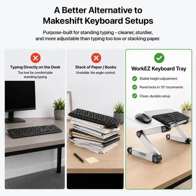 Alt view image 6 of 7 - WorkEZ Adjustable Keyboard Stand - On-Desk Keyboard and Mouse Riser for Standing Work