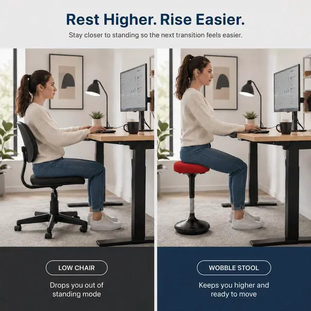 Alt view image 3 of 7 - Wobble Stool Standing Desk Stool - 24-34 Inch Height Adjustable Active Sitting Balance Stool