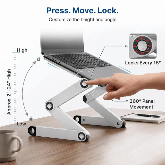 Alt view image 5 of 7 - WorkEZ Executive Cooling Laptop Stand & Lap Desk - Dual Fans + 3-Port USB Hub