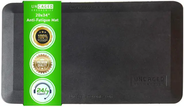 Main image of Uncaged Ergonomics MAT34 Anti-Fatigue Mat for Standing Desks, 34 x 20 in., 5/8 in. Firm Polyurethane Foam, Black