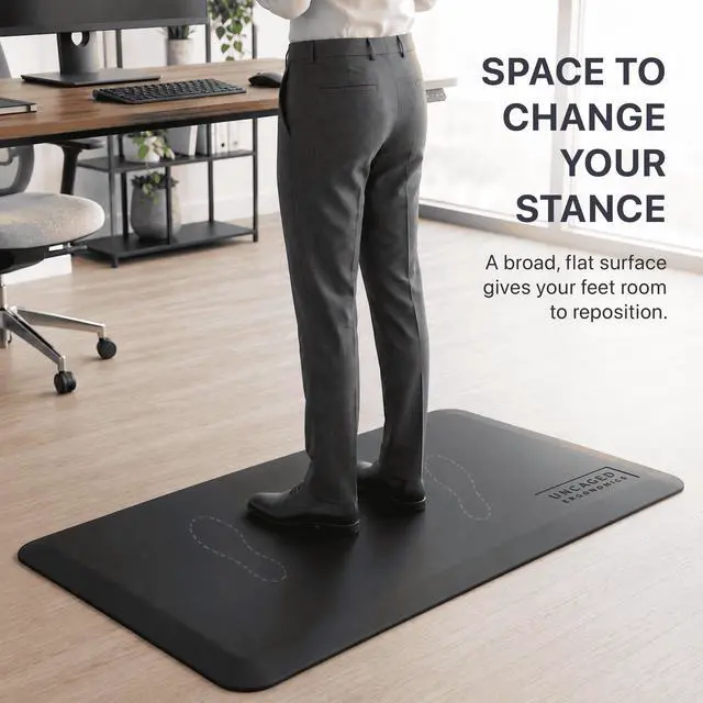 Alt view image 4 of 7 - Uncaged Ergonomics MAT34 Anti-Fatigue Mat for Standing Desks, 34 x 20 in., 5/8 in. Firm Polyurethane Foam, Black