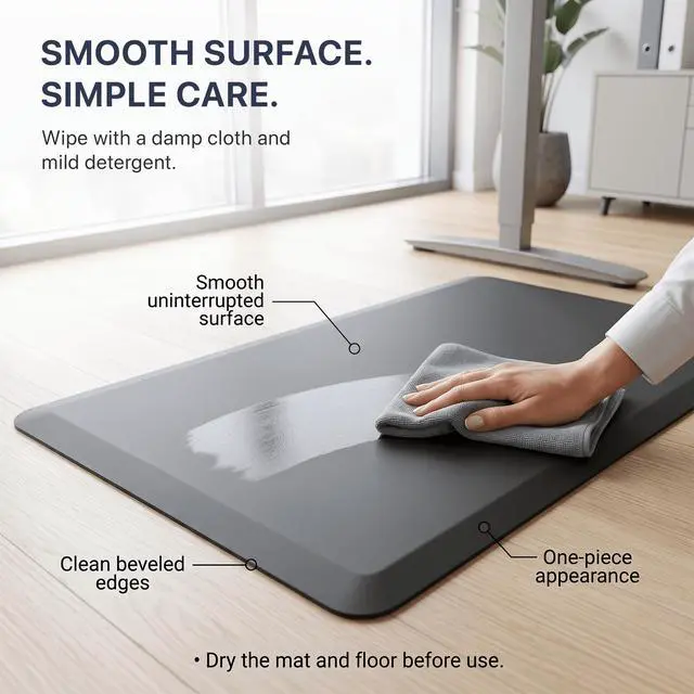 Alt view image 7 of 7 - Uncaged Ergonomics MAT34 Anti-Fatigue Mat for Standing Desks, 34 x 20 in., 5/8 in. Firm Polyurethane Foam, Black