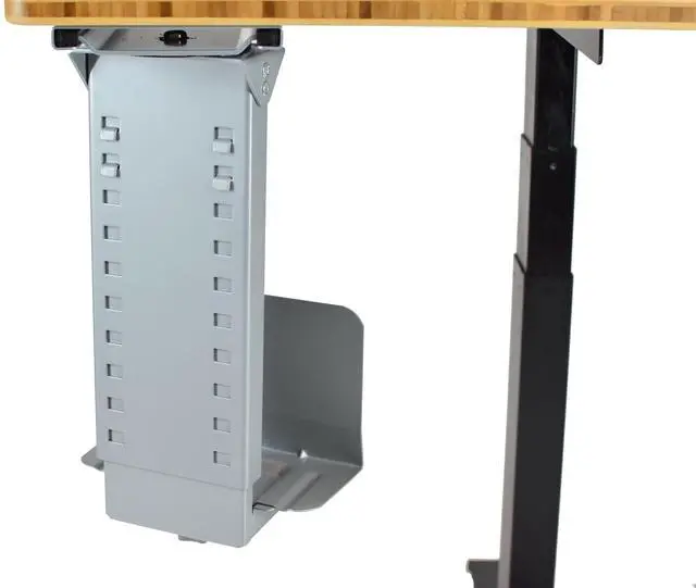 Main image of CPU1 under desk steel cpu holder swivels 360 adjustable height width metal computer PC cage ergonomic sit stand up standing desk accessory tower mount desktop office organization de clutter desks gray