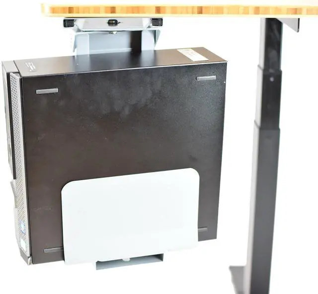 Alt view image 5 of 5 - CPU1 under desk steel cpu holder swivels 360 adjustable height width metal computer PC cage ergonomic sit stand up standing desk accessory tower mount desktop office organization de clutter desks gray