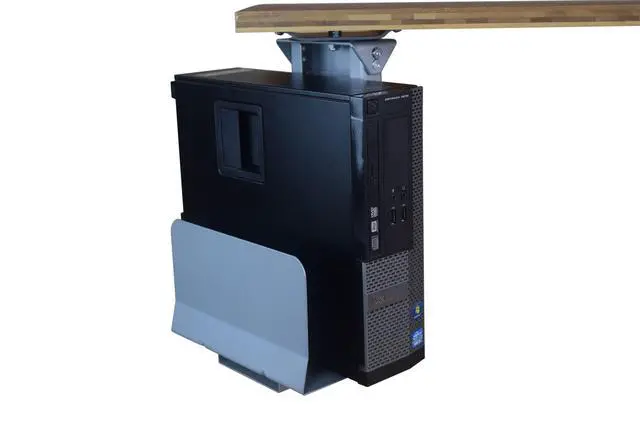 Alt view image 2 of 5 - CPU1 under desk steel cpu holder swivels 360 adjustable height width metal computer PC cage ergonomic sit stand up standing desk accessory tower mount desktop office organization de clutter desks gray