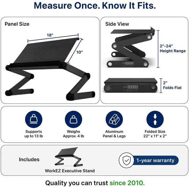 Alt view image 6 of 7 - WorkEZ Executive Adjustable Laptop Stand & Lap Desk - Wide Vented Aluminum, 2-24 in Height
