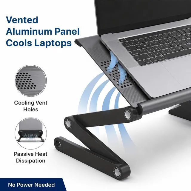 Alt view image 7 of 7 - WorkEZ Executive Adjustable Laptop Stand & Lap Desk - Wide Vented Aluminum, 2-24 in Height