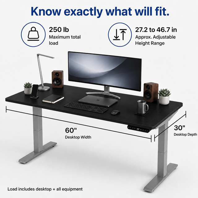 Alt view image 7 of 7 - Rise Up 2-stage Dual Motor Electric Standing Desk with Black Bamboo Top