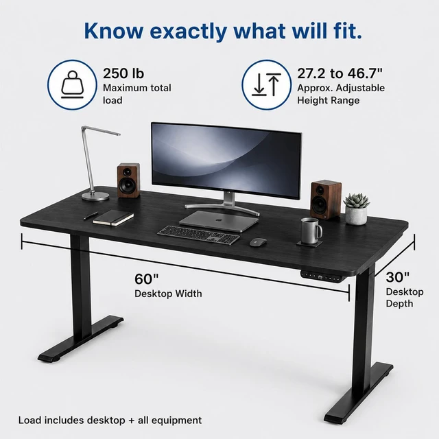 Alt view image 7 of 7 - Rise Up 2-stage Dual Motor Electric Standing Desk with Black Bamboo Top
