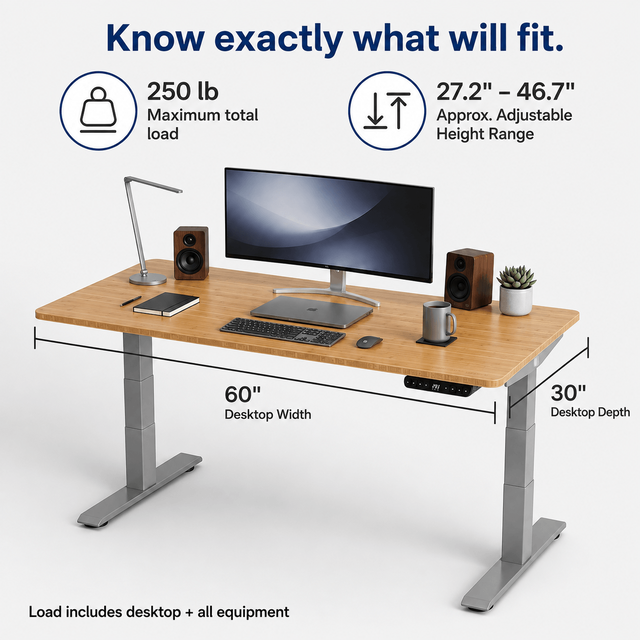 Alt view image 7 of 7 - Rise Up 2-stage Dual Motor Electric Standing Desk with Natural Bamboo Top