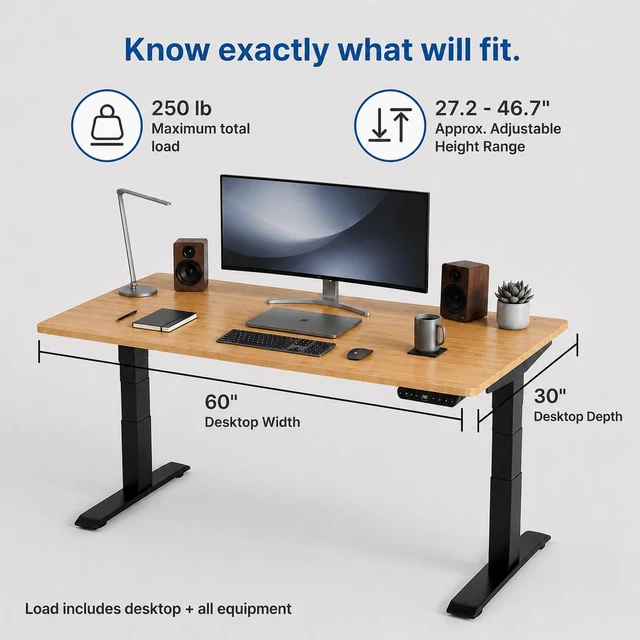 Alt view image 7 of 7 - Rise Up 2-stage Dual Motor Electric Standing Desk with Natural Bamboo Top