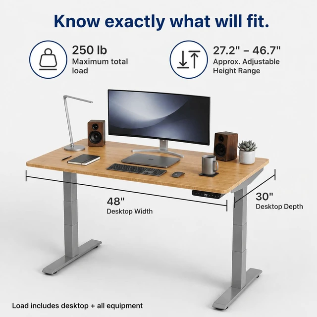 Alt view image 7 of 7 - Rise Up 2-stage Dual Motor Electric Standing Desk with Natural Bamboo Top