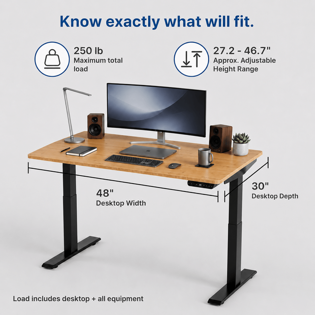 Alt view image 7 of 7 - Rise Up 2-stage Dual Motor Electric Standing Desk with Natural Bamboo Top