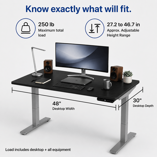 Alt view image 7 of 7 - Rise Up 2-stage Dual Motor Electric Standing Desk with Black Bamboo Top