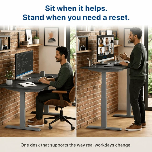Alt view image 2 of 7 - Rise Up 3-stage Dual Motor Electric Standing Desk with MDF Top