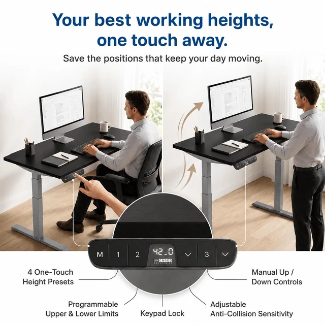 Alt view image 5 of 7 - Rise Up 3-stage Dual Motor Electric Standing Desk with MDF Top