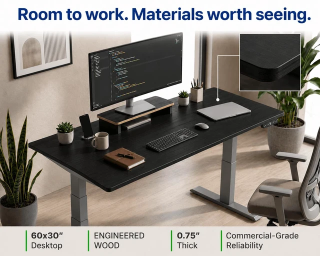 Alt view image 4 of 7 - Rise Up 3-stage Dual Motor Electric Standing Desk with MDF Top