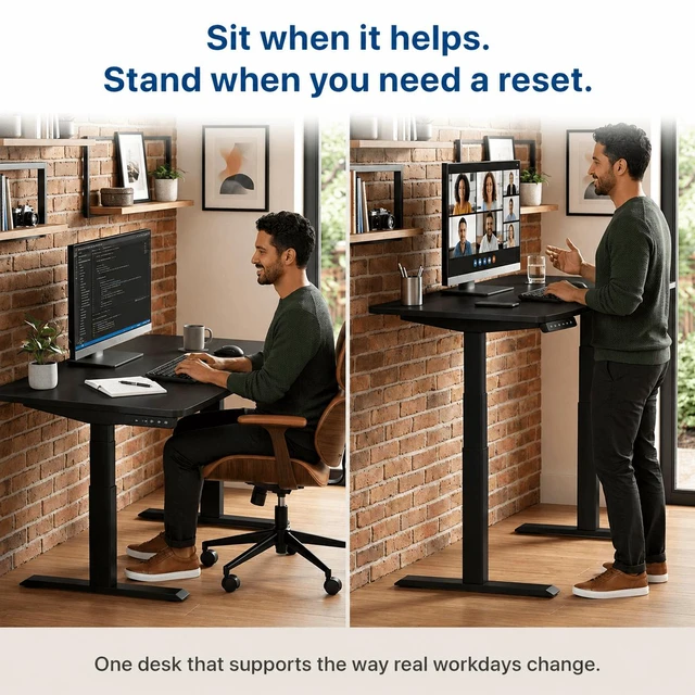 Alt view image 2 of 7 - Rise Up 2-stage Dual Motor Electric Standing Desk with MDF Top