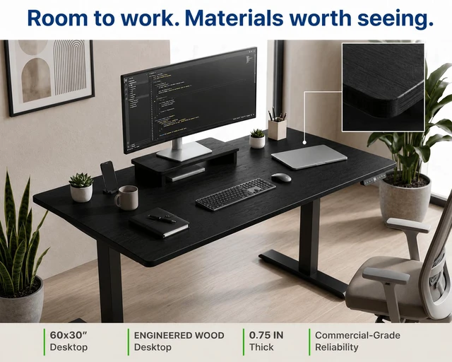 Alt view image 4 of 7 - Rise Up 2-stage Dual Motor Electric Standing Desk with MDF Top