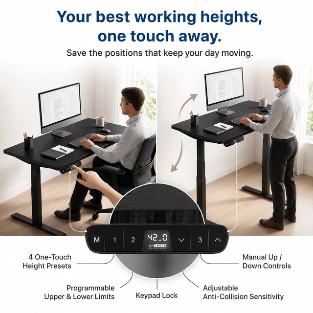 Alt view image 5 of 7 - Rise Up 3-stage Dual Motor Electric Standing Desk with MDF Top