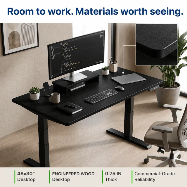 Alt view image 4 of 7 - Rise Up 3-stage Dual Motor Electric Standing Desk with MDF Top