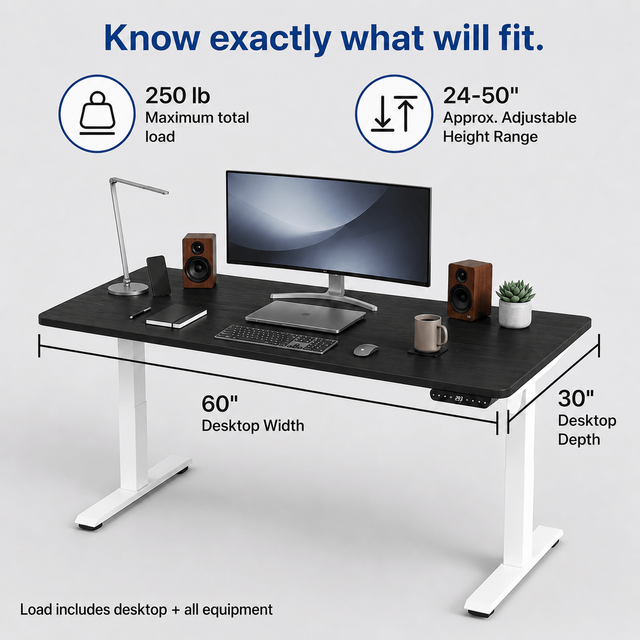 Alt view image 7 of 7 - Rise Up 3-stage Dual Motor Electric Standing Desk with Black Bamboo Top
