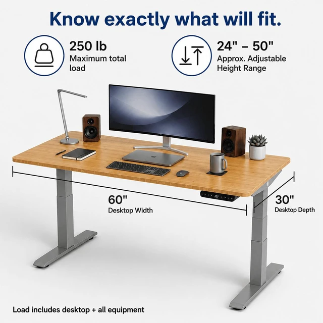 Alt view image 7 of 7 - Rise Up 3-stage Dual Motor Electric Standing Desk with Natural Bamboo Top