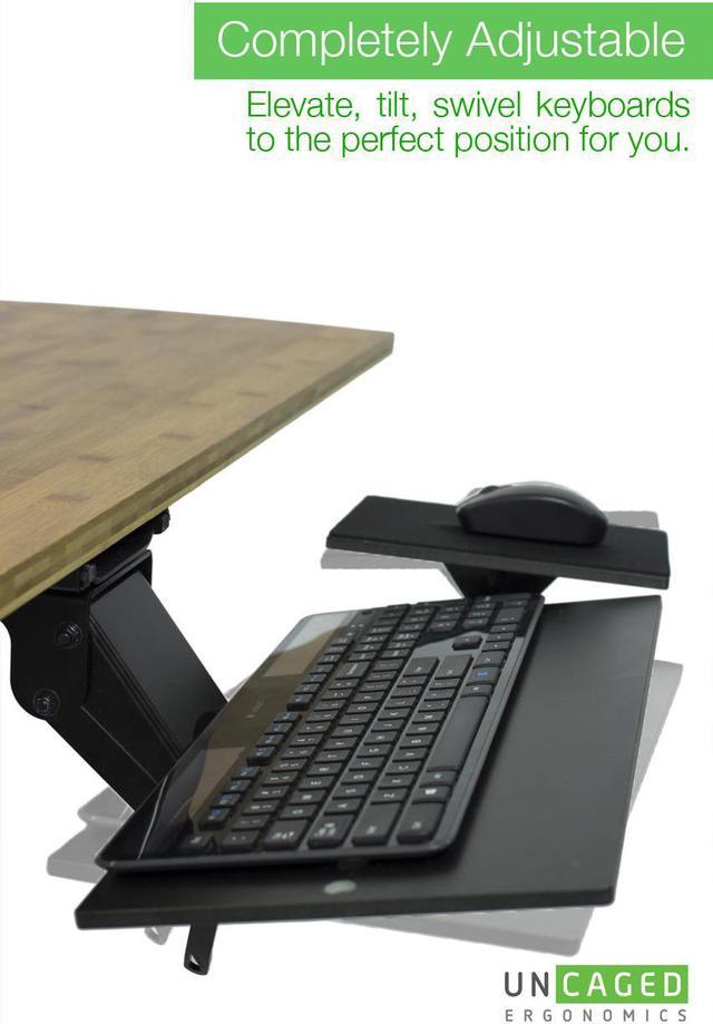 KT1 Ergonomic Under-Desk Computer Keyboard Tray adjustable height angle  negative tilt sliding pull out platform swivels 360 slides office products