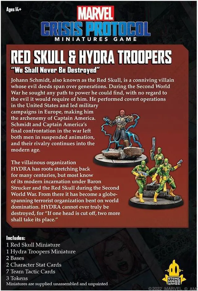 Alt view image 2 of 4 - Atomic Mass Games Marvel Crisis Protocol Red Skull & Hydra Troopers AMG CP74