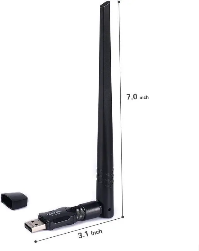 Alt view image 2 of 6 - OURLINK 600Mbps mini 802.11ac Dual Band 2.4G/5G Wireless Network Adapter USB Wi-Fi Dongle Adapter with 5dBi Antenna LAN Card