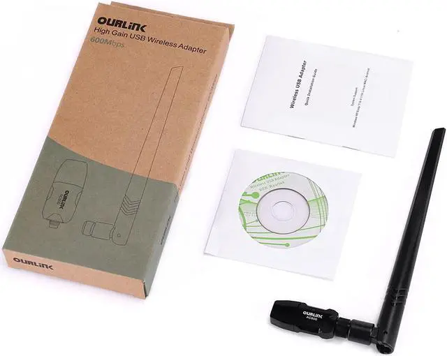 Alt view image 6 of 6 - OURLINK 600Mbps mini 802.11ac Dual Band 2.4G/5G Wireless Network Adapter USB Wi-Fi Dongle Adapter with 5dBi Antenna LAN Card