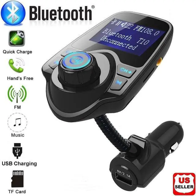 Alt view image 2 of 7 - Wireless Bluetooth FM Transmitter& USB Car Charger 1.44 Inch Screen Supports Display Car Battery Voltage, Song Names, Incoming Phone Number