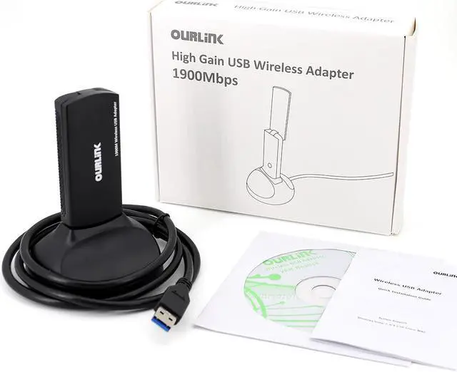 Alt view image 6 of 7 - OURLINK 1900mbps AC1900 High Gain Wireless Dual Band USB Adapter USB 3.0, 5 GHz and 2.4 GHz (1300 Mbps / 600 Mbps)