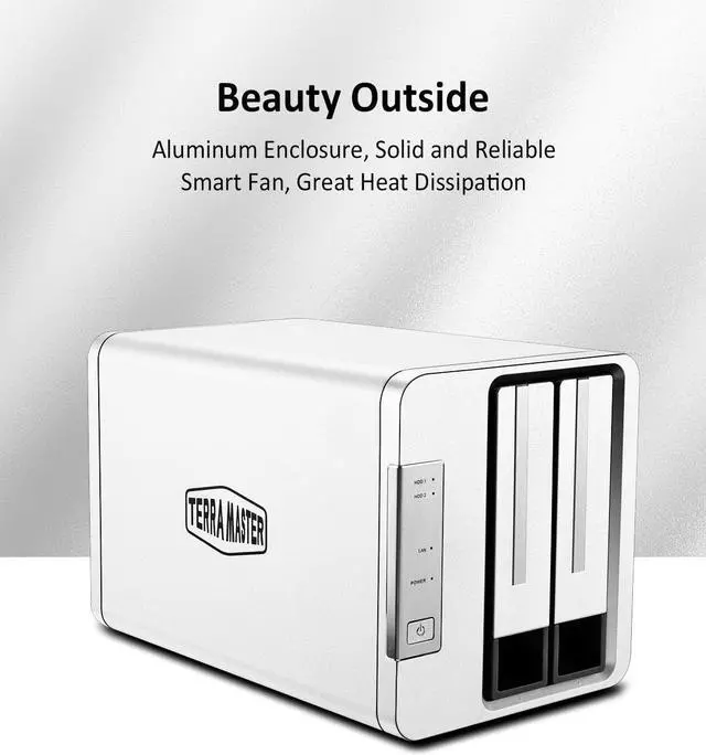 Alt view image 2 of 7 - TERRAMASTER F2-223 2Bay NAS Storage  High Performance for SMB with N4505 Dual-Core CPU, 4GB DDR4 Memory, 2.5GbE Port x 2, Network Storage Server (Diskless)