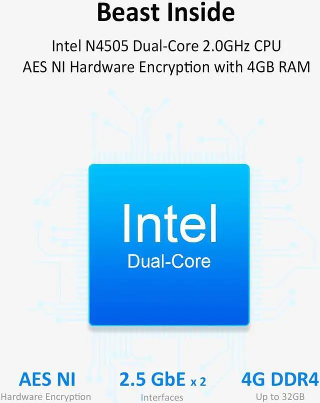 Alt view image 3 of 7 - TERRAMASTER F2-223 2Bay NAS Storage  High Performance for SMB with N4505 Dual-Core CPU, 4GB DDR4 Memory, 2.5GbE Port x 2, Network Storage Server (Diskless)