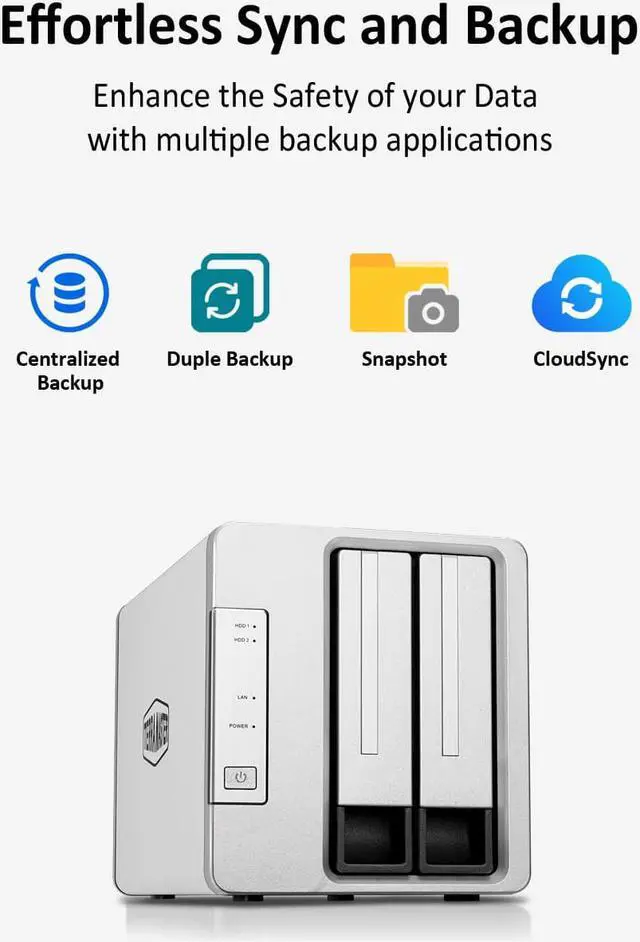 Alt view image 5 of 7 - TERRAMASTER F2-223 2Bay NAS Storage  High Performance for SMB with N4505 Dual-Core CPU, 4GB DDR4 Memory, 2.5GbE Port x 2, Network Storage Server (Diskless)