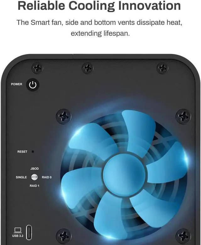 Alt view image 7 of 7 - TERRAMASTER D5 Hybrid HDD NVMe Enclosure - USB 3.2 Gen 2 10Gbps Type C 5Bay USB Storage Supports RAID 0/1/Single/JBOD Exclusive 2+3 RAID Hybrid Disk Array (Diskless)