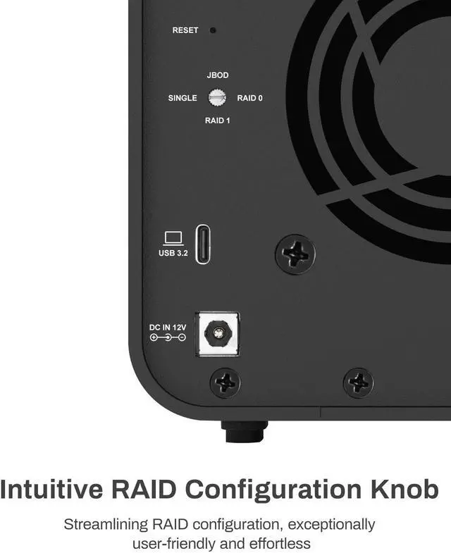 Alt view image 3 of 7 - TERRAMASTER D2-320 USB RAID Enclosure  USB 3.2 Gen 2 10Gbps Type C 2Bay RAID Storage Supports RAID 0, 1, Single, JBOD (Diskless)