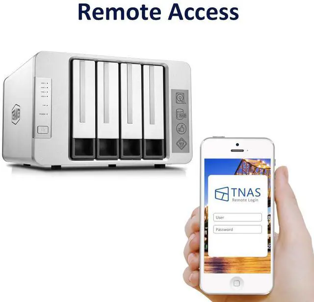 Alt view image 6 of 7 - TERRAMASTER F4-210 4-Bay NAS 1GB RAM Quad Core Network Attached Storage Media Server Personal Private Cloud (Diskless)