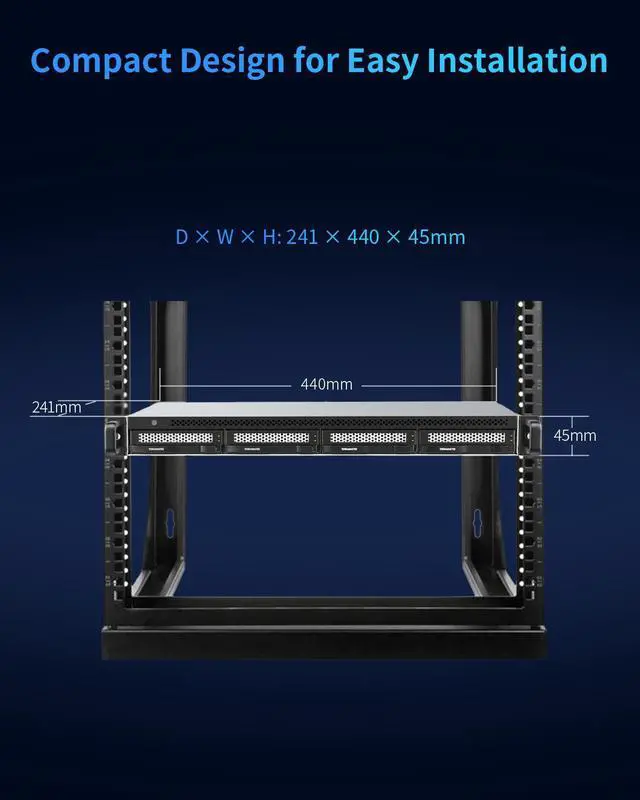 Alt view image 9 of 14 - TERRAMASTER D4-320U Hard Drive Enclosure - 4Bay 1U Rack Mount USB 3.2 Gen2 10Gbps Type-C External USB Storage Compact Chassis Hot Swappable Plug and Play (Diskless)