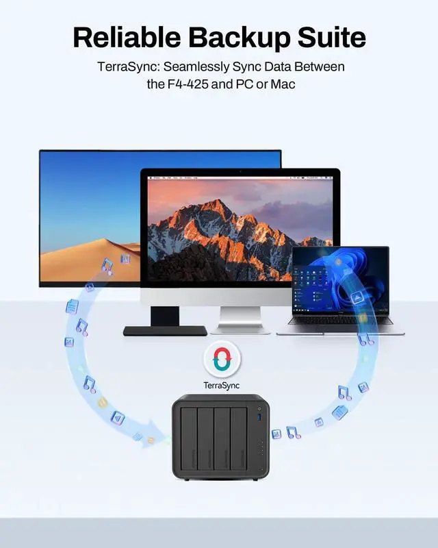 Alt view image 14 of 14 - TERRAMASTER F4-425 4-Bay NAS Storage  Intel x86 Quad-Core CPU, 4GB RAM, 2.5GbE LAN, Network Attached Storage Multimedia Server for Home Users (Diskless)