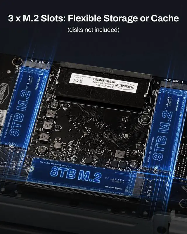 Alt view image 10 of 14 - TERRAMASTER F4-425 Plus NAS Storage - 4Bay Intel N150 Quad-Core CPU, 16GB RAM DDR5, 5GbE LAN x 2, M.2 Slot x 3, Network Attached Storage for Teamwork, Multimedia Server (Diskless)