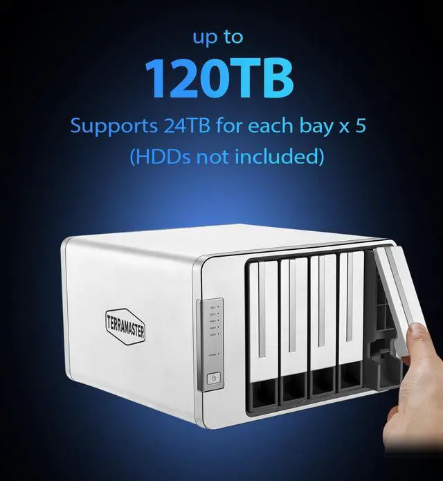 Alt view image 14 of 14 - TERRAMASTER D5-310 - It's a DAS, not a NAS, 5-Bay HDD Enclosure with Hardware RAID support for 5, 0, 1, 10, Single, USB 3.1 Type-C Backup Software Included (Diskless)