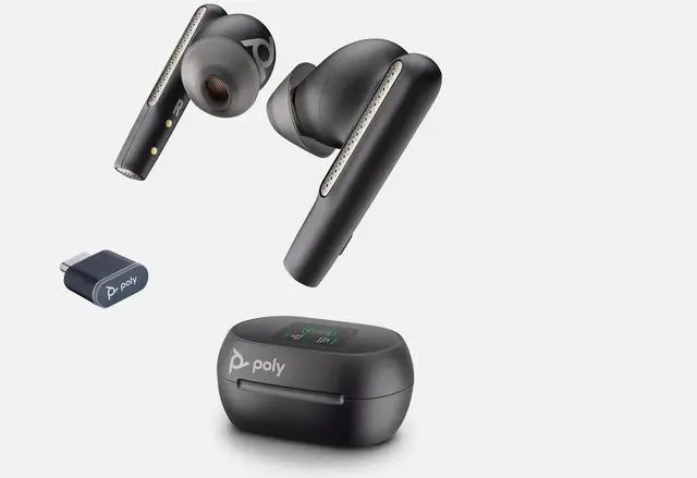 Alt view image 5 of 5 - Polycom Poly Voyager Free 60+ UC Bluetooth Earbuds - Case - Black - 7Y8H1AA