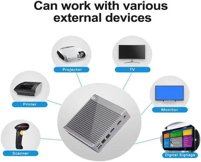 Alt view image 5 of 7 - Desktop Computer Fanless Mini PC Windows 10 OEM/Linux with Intel Celeron N2940 Quad Core CPU, Dual Lan, Dual HD Port, 8G RAM 240G SSD