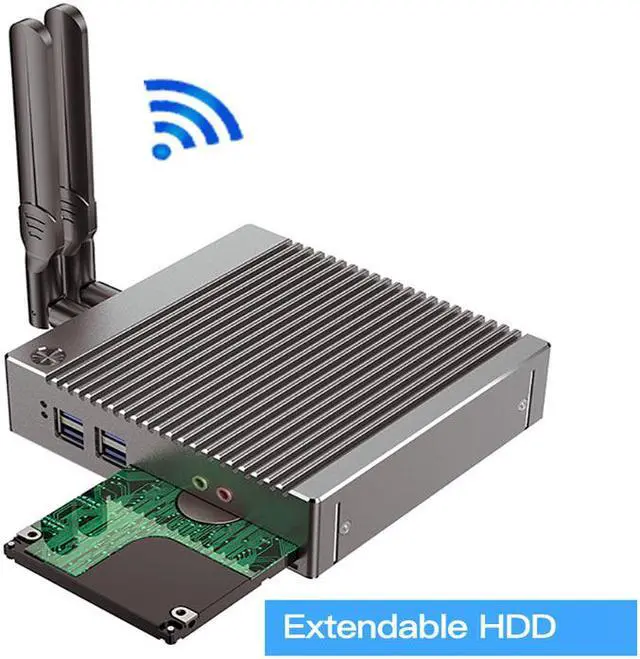 Alt view image 4 of 7 - Desktop Computer Fanless Mini PC Windows 10 OEM/Linux with Intel Celeron N2940 Quad Core CPU, Dual Lan, Dual HD Port, 8G RAM 240G SSD